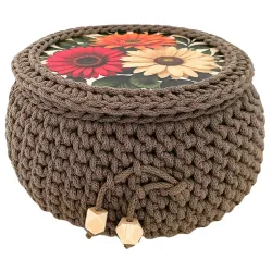 Koszyk ze sznurka bawełnianego Robiony Na Szydełku Rękodzieło HandMade