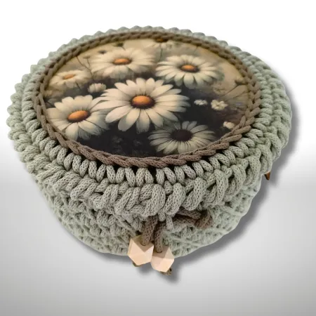Koszyk ze sznurka bawełnianego Rękodzieło Robiony Na Szydełku HandMade