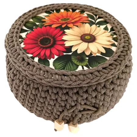 Koszyk ze sznurka bawełnianego Robiony Na Szydełku Rękodzieło HandMade